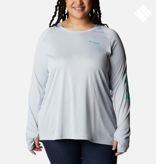 Women's Columbia PFG Tidal Tee Hoodie Light Grey | Plus Size CA-CL350